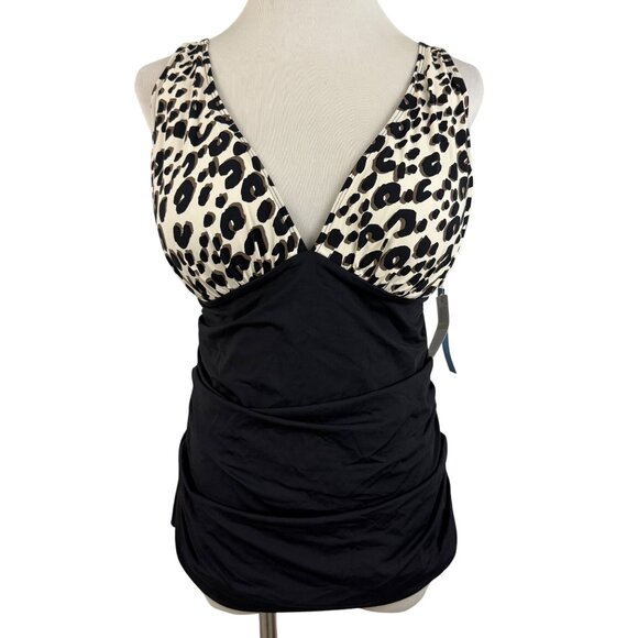 Bleu Rod Beattie Tankini Women's 14 Cheetah Padded Swim Top Adjustable Strap - Picture 1 of 9